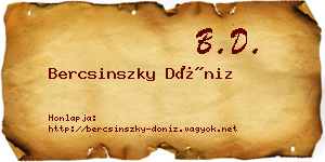 Bercsinszky Döniz névjegykártya